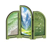 ZEPFJHE 3 Panel Divider Retro Minis Folding Screen Chinese Styles Desktop Feng Shui Ornament for Home Decors Oriental Gift Table Top Decorative