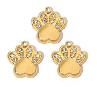 ZEPFJHE 3 Pieces Practical Stainless Steel Charm Pendant Featuring French Crystals Cats Paws And Love Heart Pendant Party Wear Jewelry