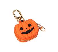 ZEPFJHE 3 Small Leather Pumpkin Coin Holder Keychain with Spiders Web Charm Purse for Women Handbag Accessories Women ' s Coin Purse Keychain