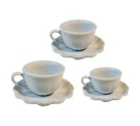 ZEPFJHE 3PCS Miniature Coffee Cup and Saucer Set with Flower Trim Design for Doll House Accessories Scene Landscape Drinkware Doll House Coffee Cups and Saucers