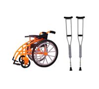 ZEPFJHE 3PCs Safe Rehabilitation Play Set Compact Foldable Wheelchair and Adjustable Crutches for Toddler Multilingual Set for Group Game