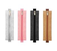 ZEPFJHE 4 Pcs PU Leather Pencil Case Elastic Pen Bag School Organizers for Binders Planners Books Notebook Journal Bag Simple Elastic Pouch Box