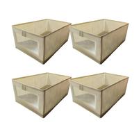 ZEPFJHE 4pcs Linen Storage Bins Space Saving Breathable Fabric Clothes Boxes Foldable Closet Organizers For Clothing Sheets Practical Home Decoration