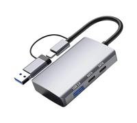 ZEPFJHE 5 Port USB C Adapter Multiports Fast Speed Data Transfer Memory Card Reader For Laptop Tablets Expansion Type C With Card Reader