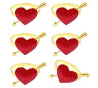 ZEPFJHE 6 Count Heart Pattern Metal Napkin Holders Elegant Valentine ' s Day Napkin Rings Enchanting Table Accessories Formal Dinner Accessories