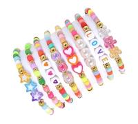 ZEPFJHE 8PCS Stackable Friendship Bracelets Adjustable Wrist Jewelry For Girls Women Rainbow Beads With Heart Charm Adjustable Handmade Friendship Bracelets