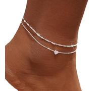 ZEPFJHE Adjustable Anklet For Women Girls Multilayer Ankle Elegant Multi Layer Designs Waterproof Beach Jewelry Waterproof Copper Silver Coating Anklet