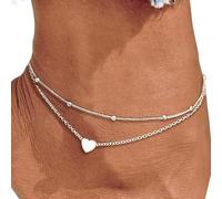 ZEPFJHE Adjustable Anklet For Women Girls Multilayer Ankle Elegant Multi Layer Designs Waterproof Beach Jewelry Waterproof Copper Silver Coating Anklet