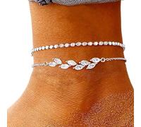 ZEPFJHE Adjustable Anklet For Women Girls Multilayer Ankle Elegant Multi Layer Designs Waterproof Beach Jewelry Waterproof Copper Silver Coating Anklet