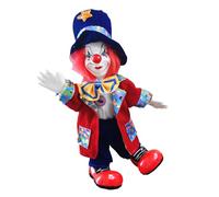 ZEPFJHE Adjustable Ceramic Entertainer Figurine with Movable Leg & Bright Costume Festive Home Ornament 7.5 Inches Ceramic Clown Doll