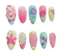 ZEPFJHE Almond Press on Nails Glossy Fake Nails Stick on Nails in 15 Sizes,30Pcs French Nails Tips for Nails Art Decorations