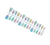 ZEPFJHE Almond Press on Nails Glossy Fake Nails Stick on Nails in 15 Sizes,30Pcs French Nails Tips for Nails Art Decorations