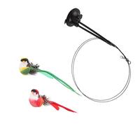 ZEPFJHE Automatic Rotating Birds Teaser Toy For Kitten Cats With Elastic Double Rod And Reusable Suction Cup Mounting Systems Cats Toy With Suction Base