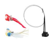 ZEPFJHE Automatic Rotating Birds Teaser Toy For Kitten Cats With Elastic Double Rod And Reusable Suction Cup Mounting Systems Cats Toy With Suction Base