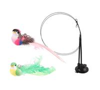 ZEPFJHE Automatic Rotating Birds Teaser Toy For Kitten Cats With Elastic Double Rod And Reusable Suction Cup Mounting Systems Cats Toy With Suction Base