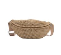 ZEPFJHE Beach Vacation Fashion Straw Chest Bag Adjustable Strap Woven Handbag Crossbody Waist Pouches Belt Bag for Women Men