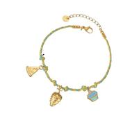 ZEPFJHE Beaded Anklet With Silver Charm Adjustable Thread Design For Women's Casual Accessories Trendy Layering For Outfit Styling