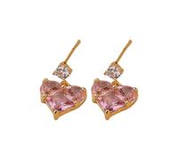 ZEPFJHE Beautiful Zirconia Heart Flower Earrings Necklace With Intricate Detailing And Allergy Resistant Coating Ideal For Women Comfortable Wear Earrings