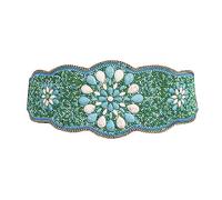 ZEPFJHE Bohemian-Corset Belt For Women Turquoise-Bead Decorative Waist Belt Elastic Wide Belt For Teens Female Beach-Dress Decor