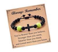 ZEPFJHE Braided Black Cord Wood Braided Cord Natural Bead Sports Inspired Jewelry Men's Casual Wooden Crucifix Wristband