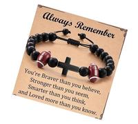 ZEPFJHE Braided Black Cord Wood Braided Cord Natural Bead Sports Inspired Jewelry Men's Casual Wooden Crucifix Wristband