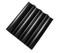 ZEPFJHE Bread Roll Pan with Perforated Baking Face for Loaves, Black | Unified French Bread Pan Profile, Perforations Along the Dough-Supporting Face, Home and Bakery Preparation