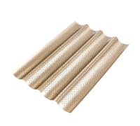 ZEPFJHE Bread Roll Pan with Perforated Baking Face for Loaves, Gold | Unified French Bread Pan Profile, Perforations Along the Dough-Supporting Face, Home and Bakery Preparation