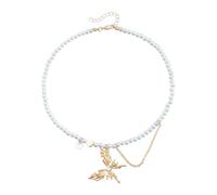 ZEPFJHE Butterfly Heart Shape Zircon Pearls Fringe Elegant Alloy Necklace For Women Stylish Daily Jewelry Gift Versatile Party Necklace Accessory