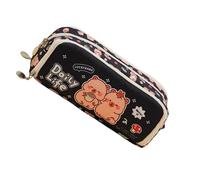 ZEPFJHE Cartoon Pencil Case Multi Compartments Canvas Pencils Organiser Bag Travel Cosmetic Storage Bag for Student Women Adult Capybara Pencil Case