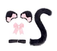 ZEPFJHE Catgirl Costume Furry Kitten Ears Tail Halloween Animal Cosplay Accessories For Women Girl Masquerade Halloween Birthday Ears