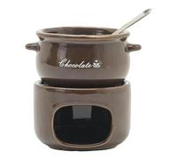ZEPFJHE Ceramic Chocolate Melting Bowl with Designs Sweet Fondue Cup with Fork Earthenware Melting Oven
