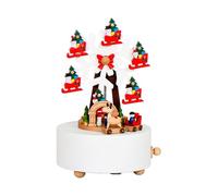 ZEPFJHE Christmas Tabletop Decors Gift Wooden Rotating Snowflake Wheel Sculpture Music Box Office Shelf Decoration Winter Theme Holiday Decoration Supplies