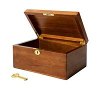 ZEPFJHE Classical Design Wooden Storage Box Featuring Security Natural Finish Container for Decorative Homes Storage Secure Wood Box