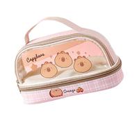 ZEPFJHE Clear Pencil Case Cartoon Capibala Pouches Makeup Bag Large Capacity Pen Back to School Supplies for Girls Clear Cartoon Capibala Pouch for Student