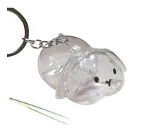 ZEPFJHE Clear Rabbits Shape Pet Hair Memorial Keychain Compacts Keepsakes Storage Box Pendant With Tweezers For Pet Owners Gift Shape Furs Storage Accessories