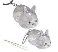 ZEPFJHE Clear Rabbits Shape Pet Hair Memorial Keychain Compacts Keepsakes Storage Box Pendant With Tweezers For Pet Owners Gift Shape Furs Storage Accessories