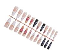 ZEPFJHE Coffin Press on Nails Glossy Fake Nails Stick on Nails in 12 Sizes,24Pcs French Nails Tips for Nails Art Decorations