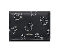 ZEPFJHE Compact PU Leather Women's Wallet Card Holder Cash Coin Purse with Cartoon Cats Pattern and Clear Window for Women