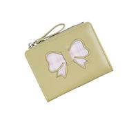 ZEPFJHE Contemporary PU Leather Wallet Short WalletBows Decors and Organized Card Space Card Holder Money Purse Travel Friendly Short Wallet