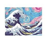 ZEPFJHE Cultural Themed Wall Hanging Tapestry Polyester Japnese Waved Decorative Backdrop for Interior Styling Enthusiasts Japanese Tapestry Wall Decors