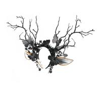 ZEPFJHE Dark Aesthetic Butterfly Flower Headbands Unisex Party Hair Accessory For Role Play Halloween Event Resin Deer Antlers Headbands