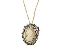 ZEPFJHE Delicate Sculpted Hollow Pendant Chain Jewelry With Crystal Embellishments Comfortable Lightweight Accessory For Women Hollow Out Alloy Pendant