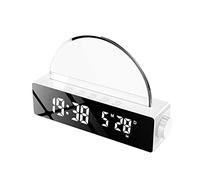 ZEPFJHE Digital Clock LED Clock with Atmosphere Light Temperature Date Display Digital Alarm for Bedroom Simulate