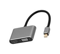 ZEPFJHE DisplayPort To Hdmis VGA Double Output Adapter 4K1080P Aluminum Converters For Laptop PC Monitors Projectors DisplayPort To HDMIs VGA Adapter