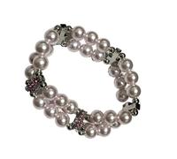 ZEPFJHE Double Layer Pearls Crosses Adjustable Elastic Stretch Chain Religious Jewelry Gift Adjustable Elastics Pearls