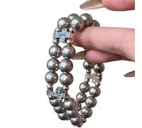 ZEPFJHE Double Layer Pearls Crosses Adjustable Elastic Stretch Chain Religious Jewelry Gift Adjustable Elastics Pearls