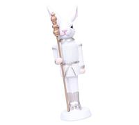ZEPFJHE Easters Themed 18cm Rabbits Holding Wand Statue Bunnies Soldier Figurine For Spring Decors Tabletop And Shelf Ornament Decorative Sculpture