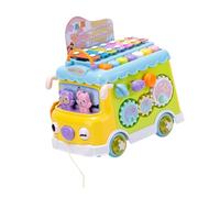 ZEPFJHE Educational Musical Toy Bus with Shape Sorting and Piano Percussion Music Vehicle Activity for Toddler Sensory Play Kids Xylophone Activity Bus