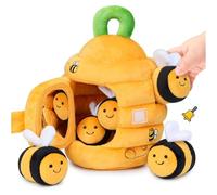 ZEPFJHE Educational Sensory Bees Plush Animal Doll Toy for Baby Sensory Learning and Cognitive Development Soothing Rattle Toy Plush Bees Sensory Toy