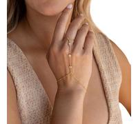 ZEPFJHE Elegant 2 Piece Gold/Silver Plated Adjustable Chain Set With Cubic Zirconia Women's Hand Jewelry Adjustable Gold/silver Set For Women